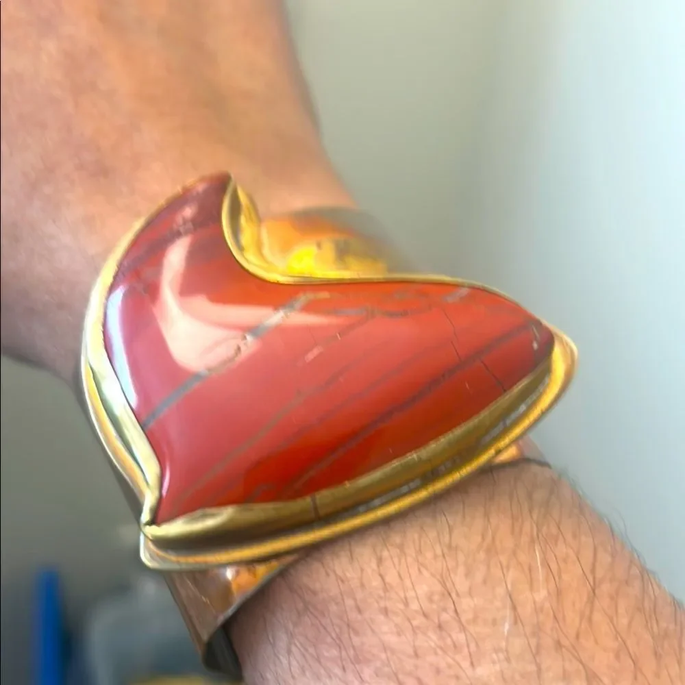 Vintage Brass Agate Stone Bracelet